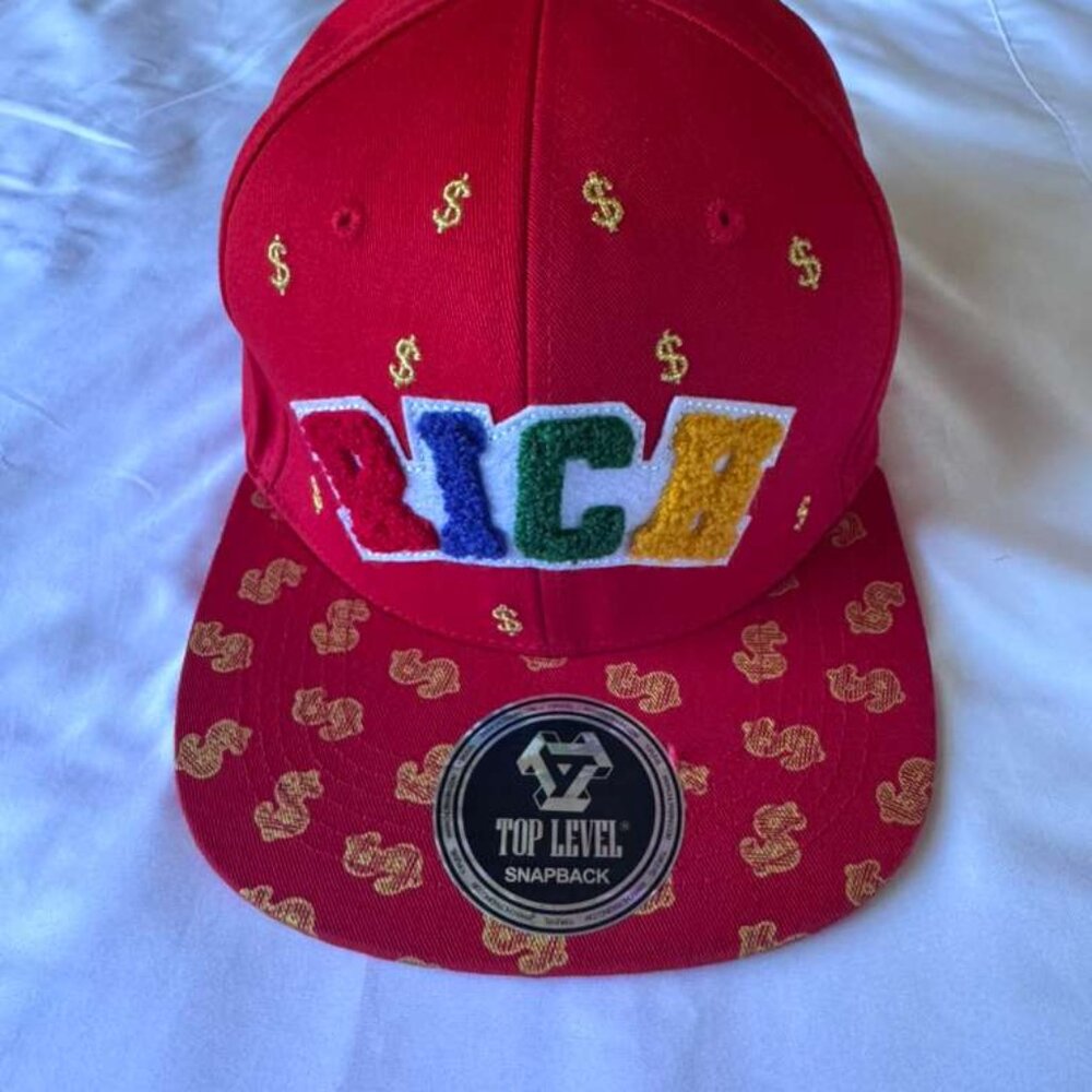 Top Level Snapback Money Hat Red Dollar Sign Adjustable Cap H011